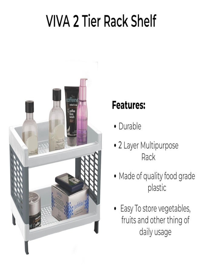 Moltres - Viva Small Size, 2 Layer Rack for Office, Kitchen (Size: 27Cm X 17Cm X 20Cm) - Multipurpose Rack | Stand | Organizer Storage Shelf Standing & Wall Hanging Rack - Plastic (Grey) - Image 4